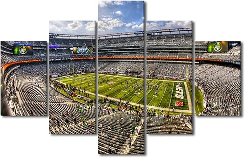 Vista 50 de Cuadros de estadios deportivos de fútbol americano de Minnesota, cuadros de vikingos, 5 paneles, lienzo para pared, arte de pared del estadio
