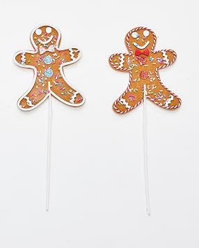 10.5" Gingerbread Candy Man Pick, 2 Assorted, Set of 12