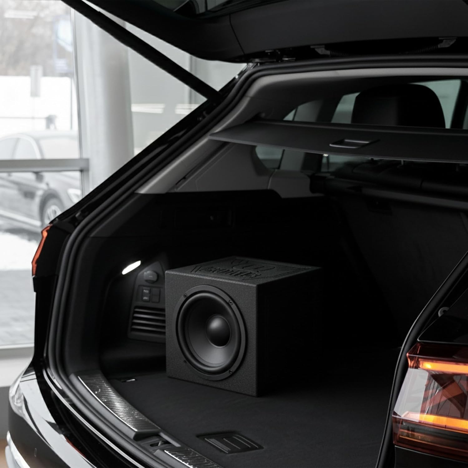 QPower Single 12-Inch Sealed Subwoofer Enclosure – Heavy-Duty MDF Car Audio Sub Box with Spray Finish