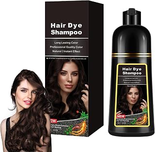 Champú Para Teñir El Cabello Negro,Black Hair Champú,Champú Instantáneo Para Cabello Negro,Champú Instantáneo Negro 3 En 1,Champú Para Teñir El Cabello Gris Para Hombres y Mujeres (Dark Brown)