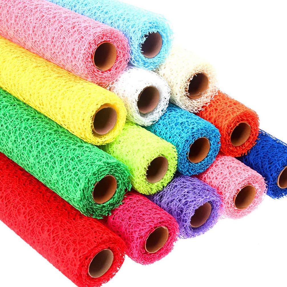 EXCEART Mesh Ribbon Roll Spider Ribbon Lace Net Jute Mesh Trim Gauze Roll for DIY Craft Packaging Door Curtain Background (White)