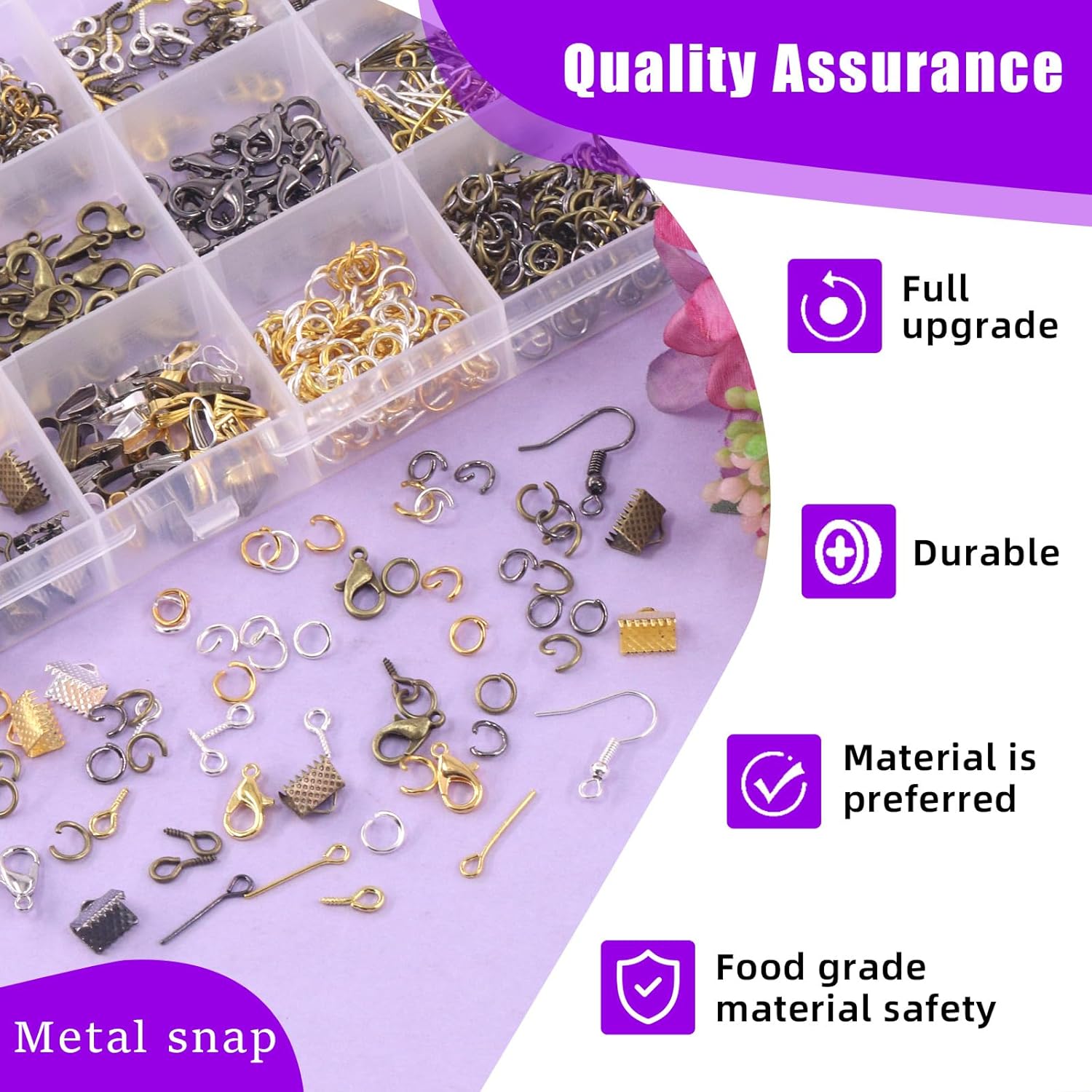 Swpeet 1490Pcs Jewelry Making Supplies Kit with Jewelry Making Tools, Jewelry Pliers, 4 Color Jewelry Wires and 38 Styles Jewelry Findings, Helping Hands Magnifier Necklace Chain Awl Tweezers Scissors