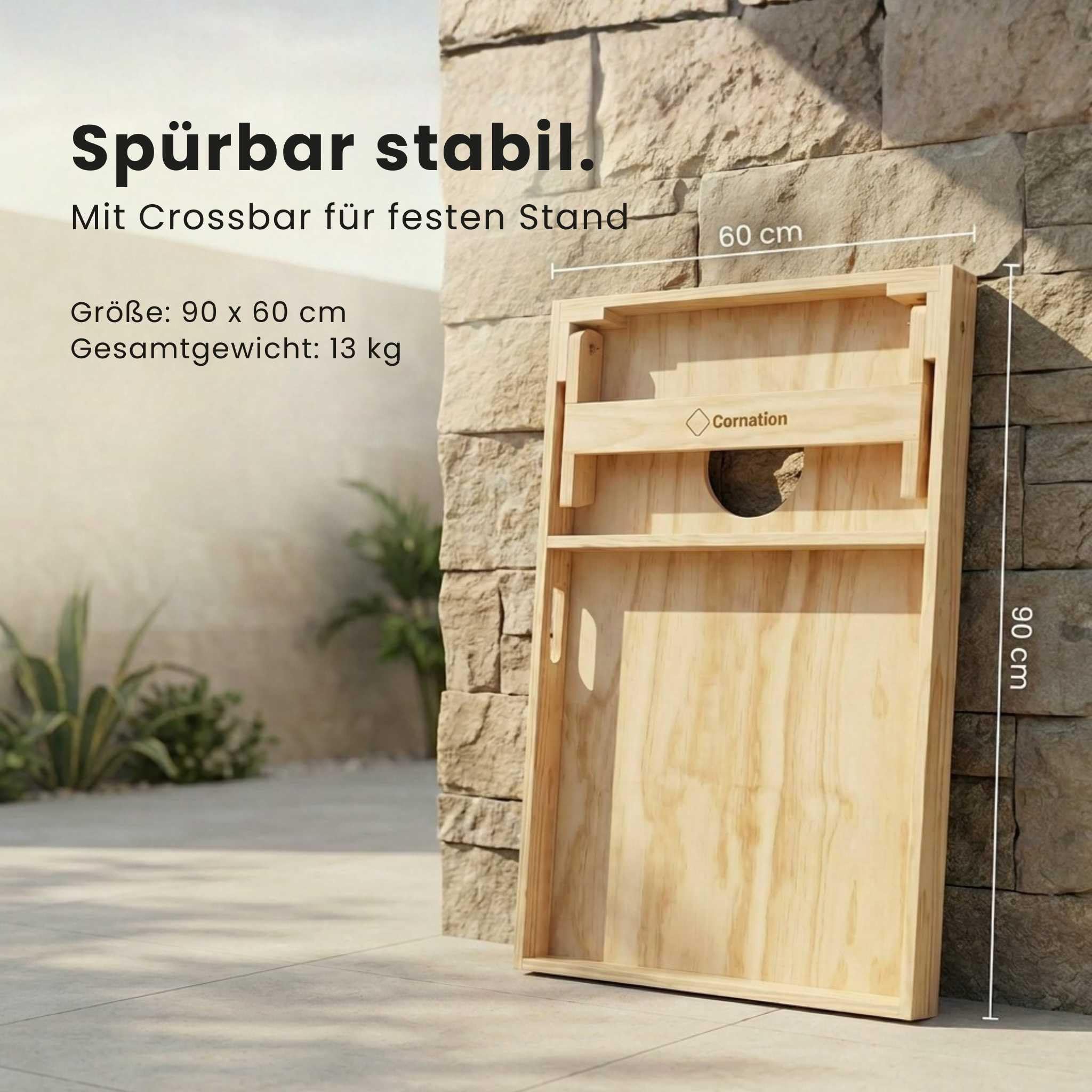 Cornhole Set aus Holz - Hochwertiges Outdoor Wurfspiel für Garten & Freunde - inkl. 8 Bags & Tragetasche - Cornhole Spiel Outdoor für Erwachsene & Kinder