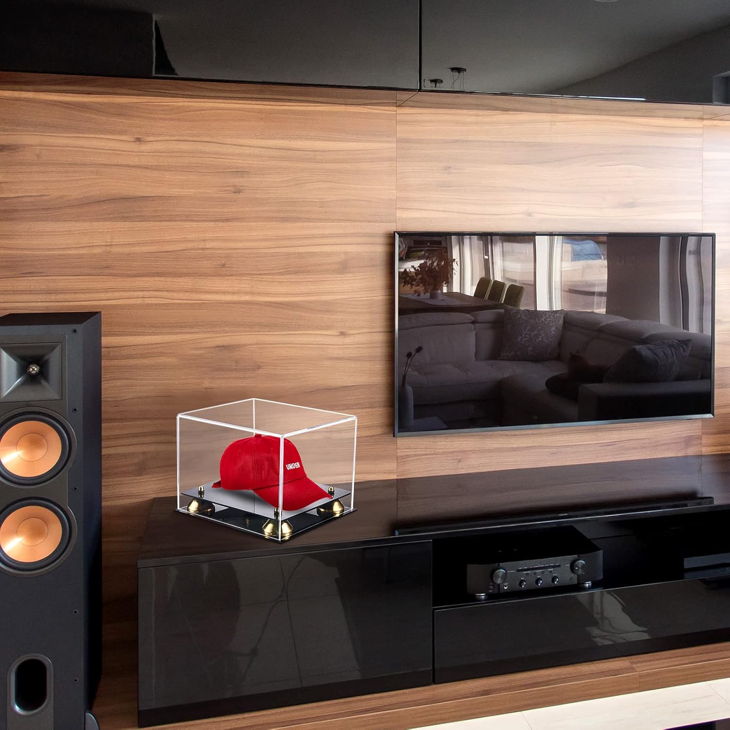 Taiyin Clear Hat Display Case for Baseball Acrylic Autograph Hat Cap Helmet Holder Stand with Gold Riser Memorabilia Box for Football Sports - Image 6