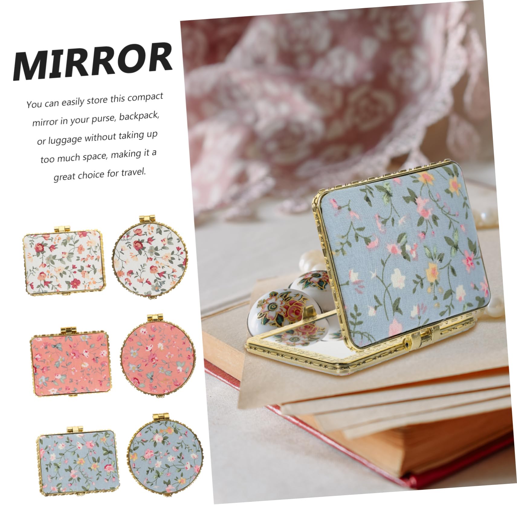 12 Kompakter Handspiegel Faltbare Kosmetikspiegel für Handtasche Spiegel