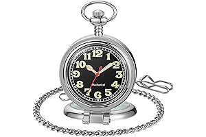 Brelsen Men's Stainless Steel Mechanical Pocket Watch with Roman Dial