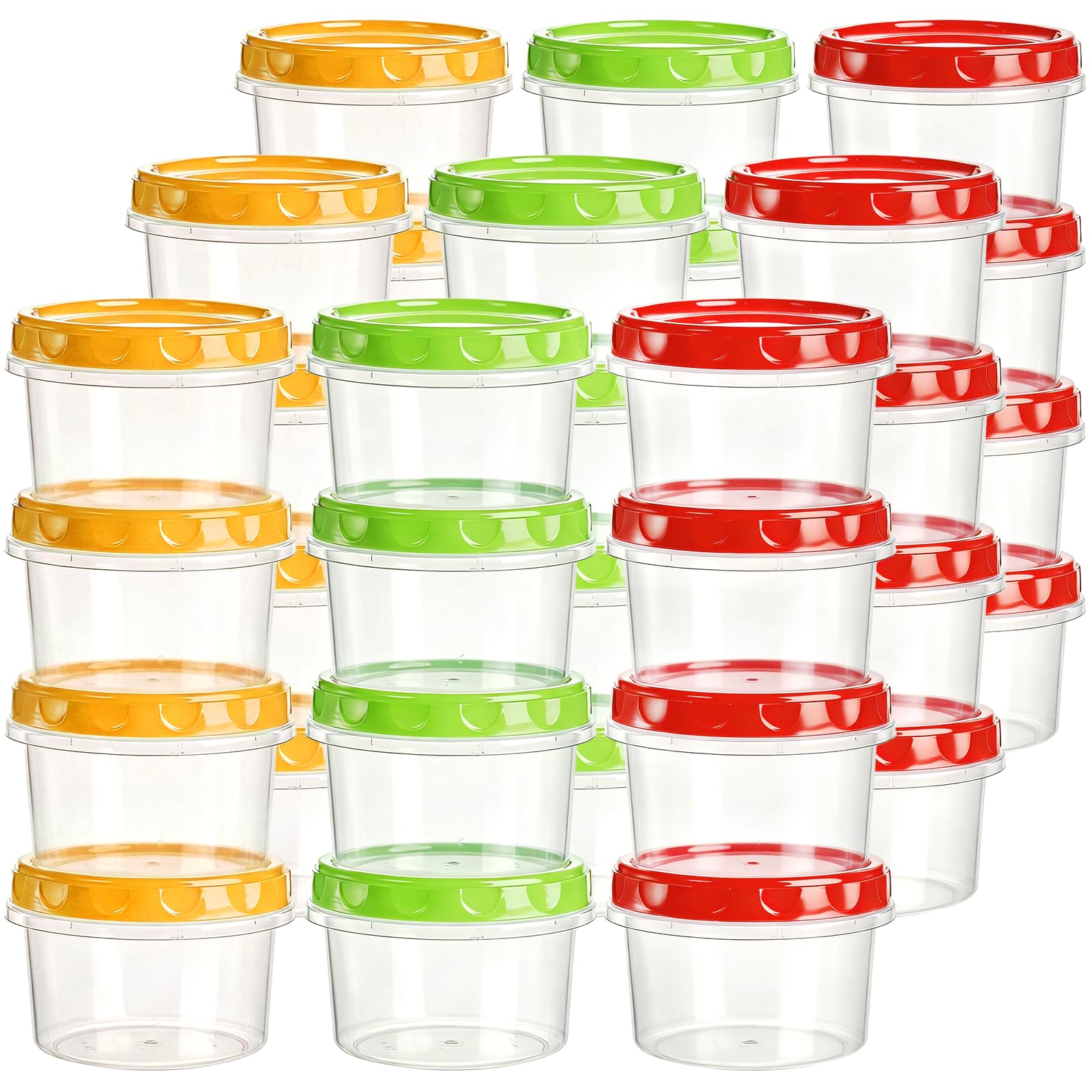 Elsjoy 36 Stück 250ML Frischhaltedosen mit Deckel, Wiederverwendbar Kleiner Lebensmittelbehälter Drehverschluss Kunststoff Auslaufsicher für Feinkostläden, Gefrier- und Spülmaschinenfest, BPA-Frei