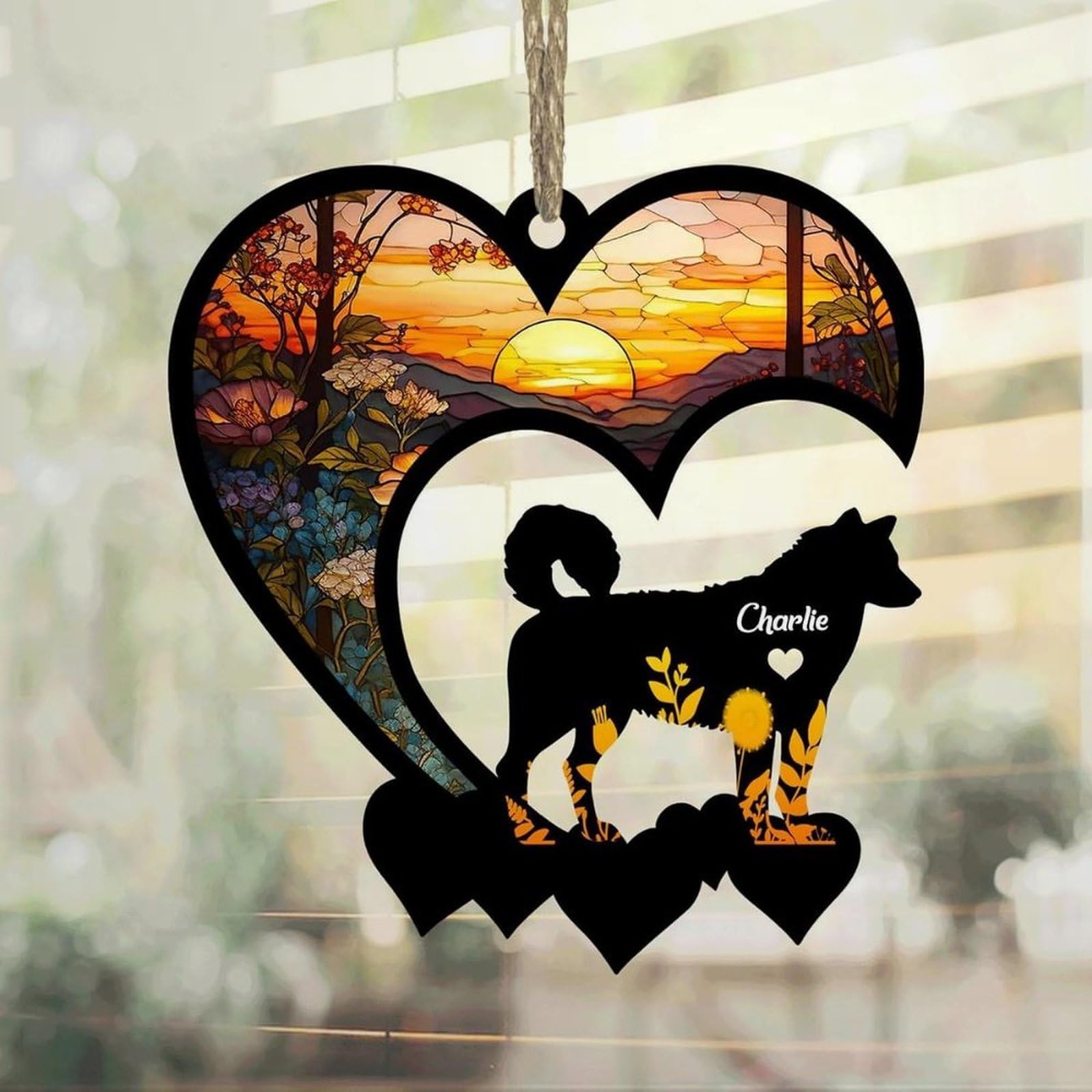 Luckluccy Husky Suncatcher,Personalized Memorial With Name,Dog Remembrance Gift,Loss Ornament,Sympathy Gift