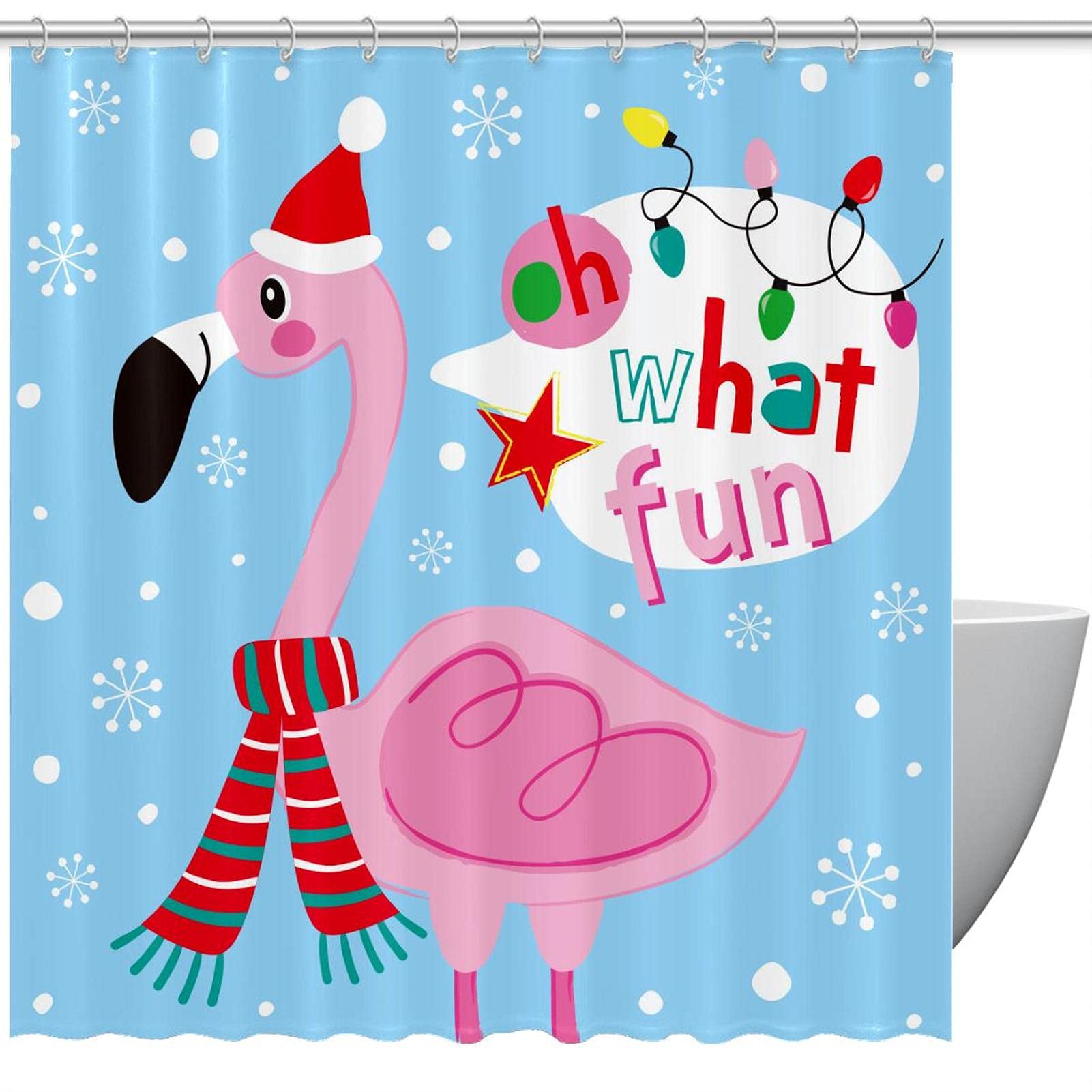 Rideau de douche flamant rose anti-éclaboussures 152 x 182 cm pour en finir avec le sol mouillé