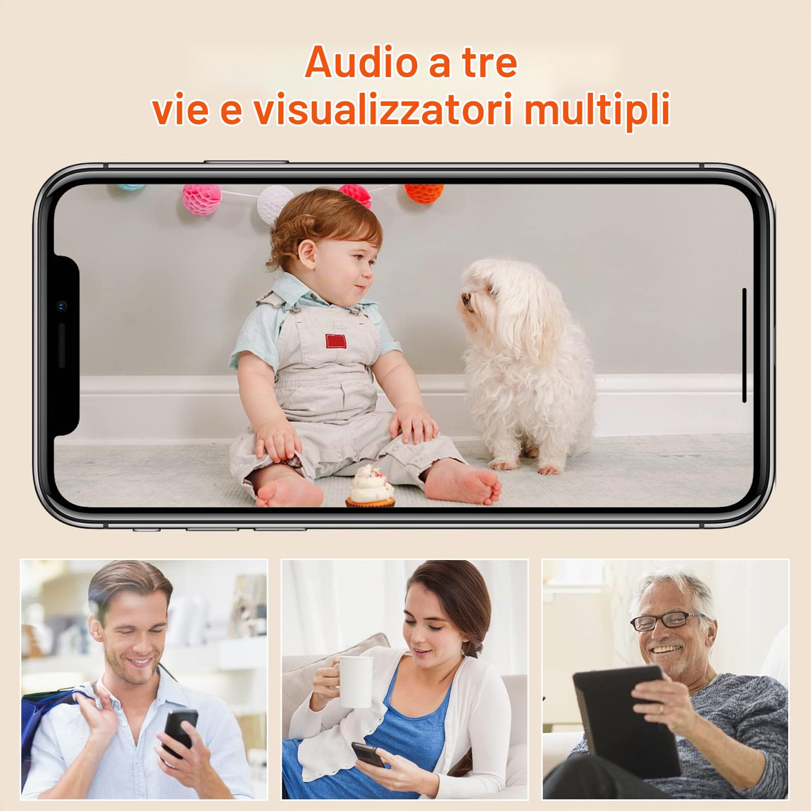 ARENTI Baby Monitor WiFi 5G, Telecamera per Bambini a Doppia Banda 2.4G e 5G, HD da 4 MP per Video Cristallini, Anti-interferenza e Trasmissione più Veloce, Audio a 2 vie, Visione Notturna