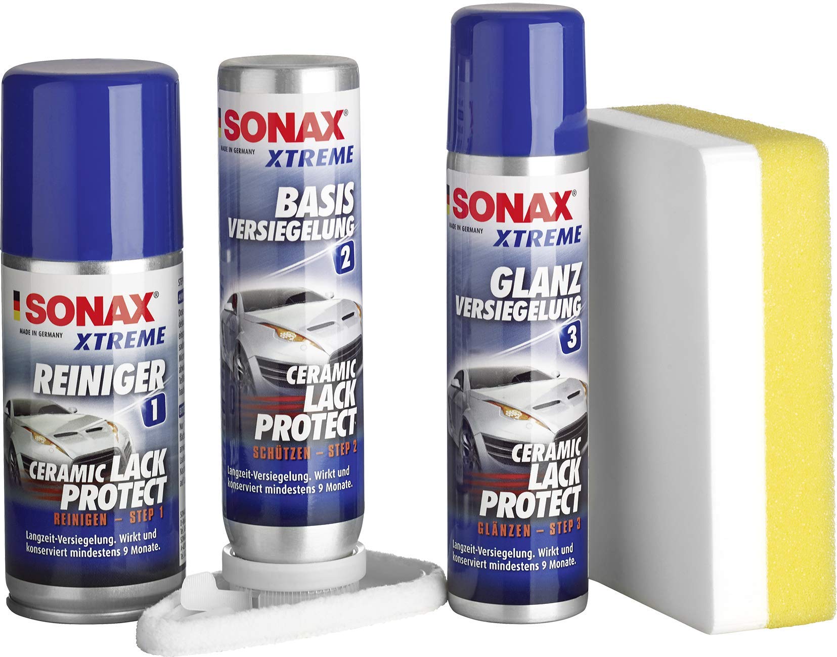 SONAX XTREME Ceramic LackProtect (240 ml) wytrzymała 9-miesięczna powłoka ceramiczna do lakieru samochodowego, efekt połysku i perlenia, ułatwia czyszczenie | nr art. 02479410
