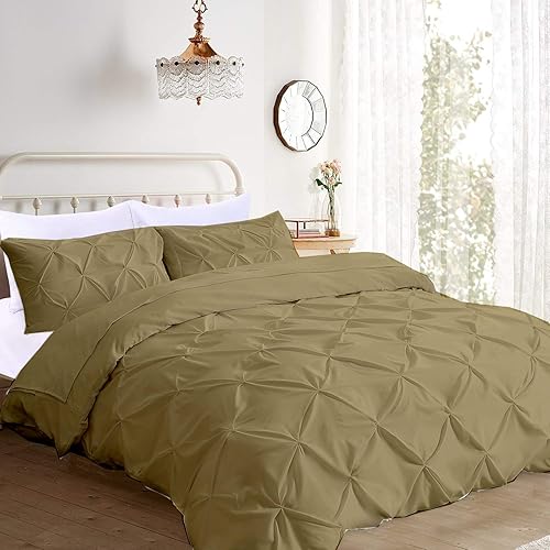 Miniatura 7 de Juego de funda de edredón tamaño King de 5 piezas, plisado, de algodón, turquesa, funda de edredón de gran tamaño King (116 x 98 pulgadas), con