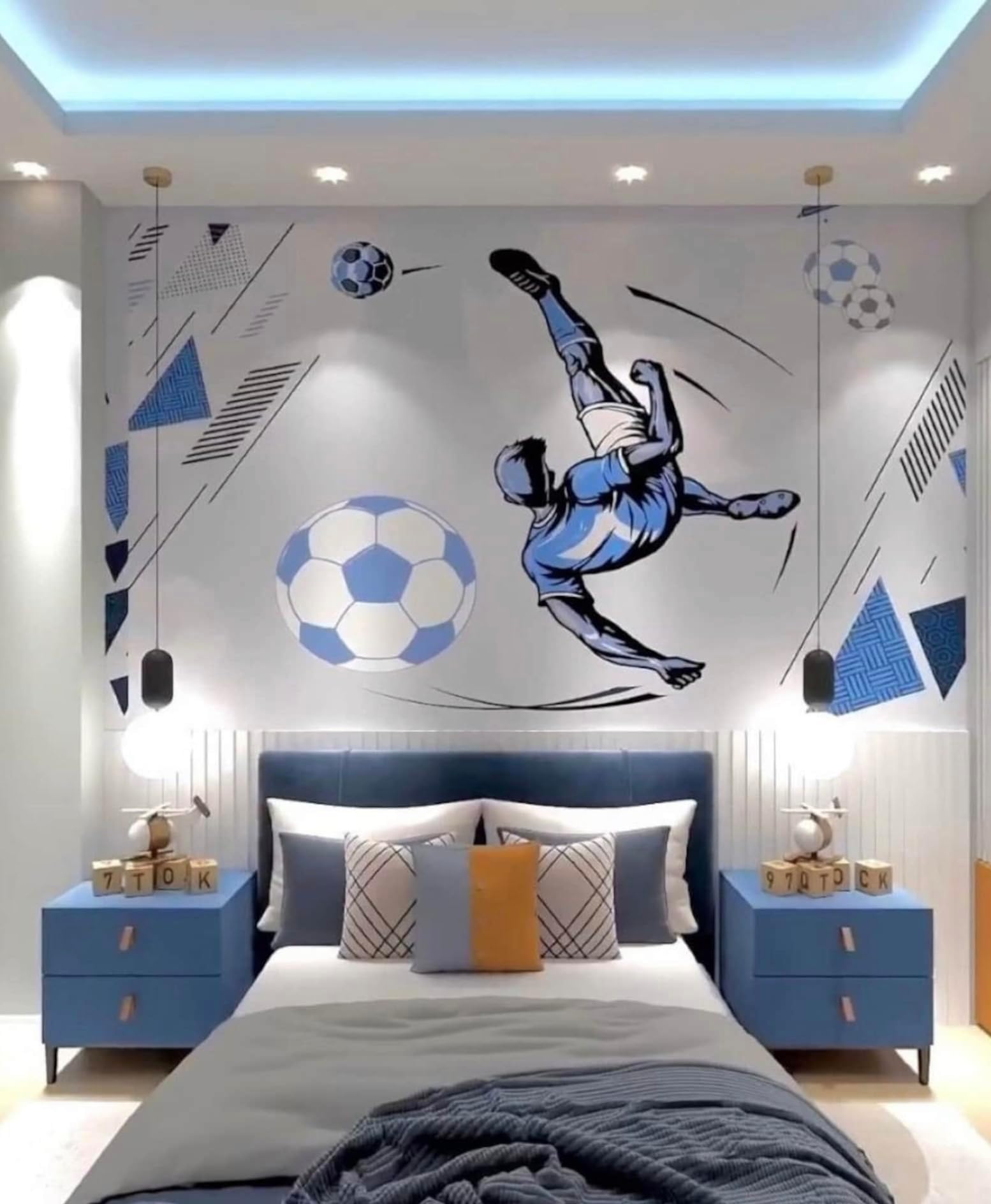 Soccer Themed Kids Room Wallpaper, Football Fanatic Mural for Children, Sports Themed Removable Wallpaper (Soccer Themed)
