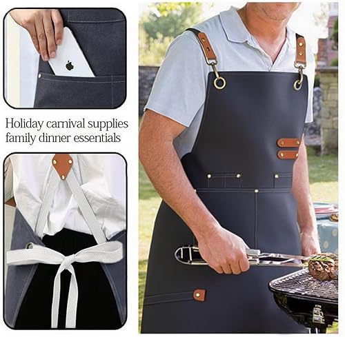 Miniatura 8 de Delantal de cocina para el hogar, cocina, horneado, jardinería para mujeres y hombres