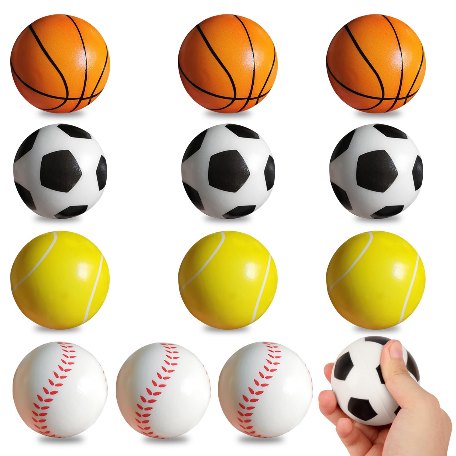 MHYMX Foam Tennis Balls, 12 Pcs Soft Ball Set Mini Tennis Balls Sponge Football Elastic Pressureless Basketball Bulk Training Tool for Beginner Practice