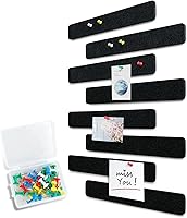 Vista 8 de Barra de fieltro de 13 x 2 pulgadas, paquete de 8 tiras para tablón de anuncios con 40 pasadores de empuje, tableros de notas de oficina en casa