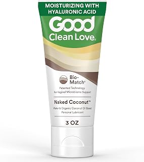 Good Clean Love Naked Coconut Organic Coconut Oil & Water-Based Lube, Personal Lubricant with Hyaluronic Acid. Safe for Adult Toys & Condoms, pH-Balanced, Intimate Wellness Gel for Men & Women, 3 Oz