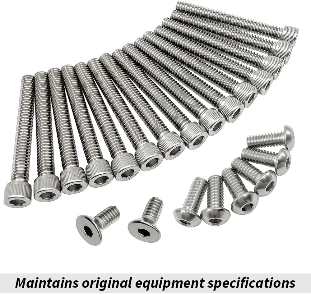 304 Stainless Steel Clutch Primary Cover Bolt Kit for Sportster 883 1200, Iron Supe Forty Eight Low Roadster OEM #943 4820A 41191-74A