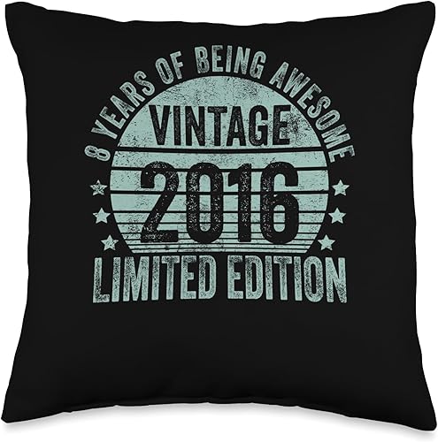 Retro 8th Birthday Gifts Girls Boys Throw Pillow
