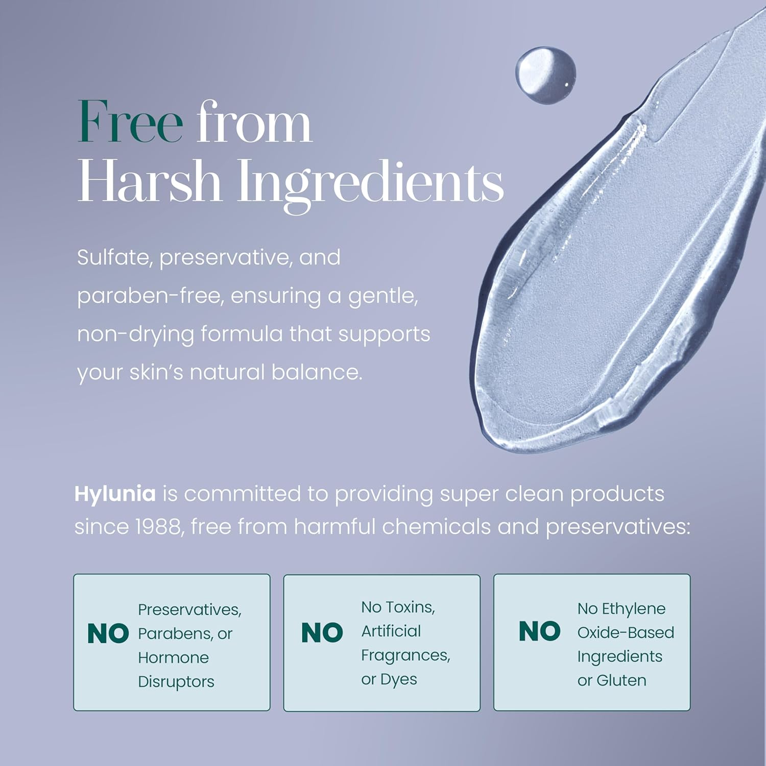 Hylunia Facial Cleansing Gel, Hydrating Cleanser & Makeup Remover w/Hyaluronic Acid, Organic Lavender & Plant Extracts. Deep Cleans, Balances Skin, Soothes Acne-Prone Skin. Sulfate Free. 5.1 fl. oz. - Image 5