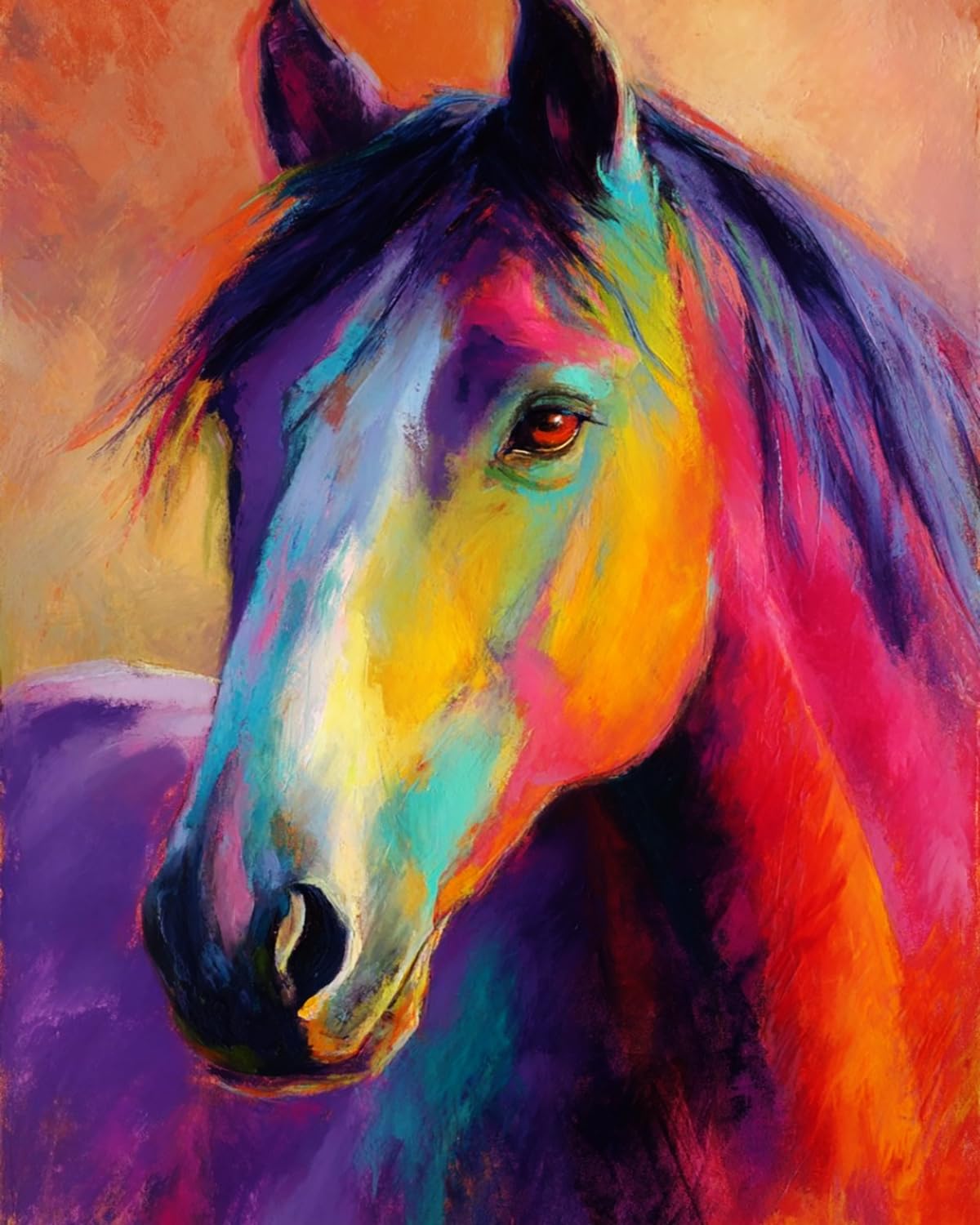 Liubaishi Multicolour Paint By Numbers For Adults, Rainbow Horse, 40X50 Cm Acrylic Canvas Kit With 3 Brushes