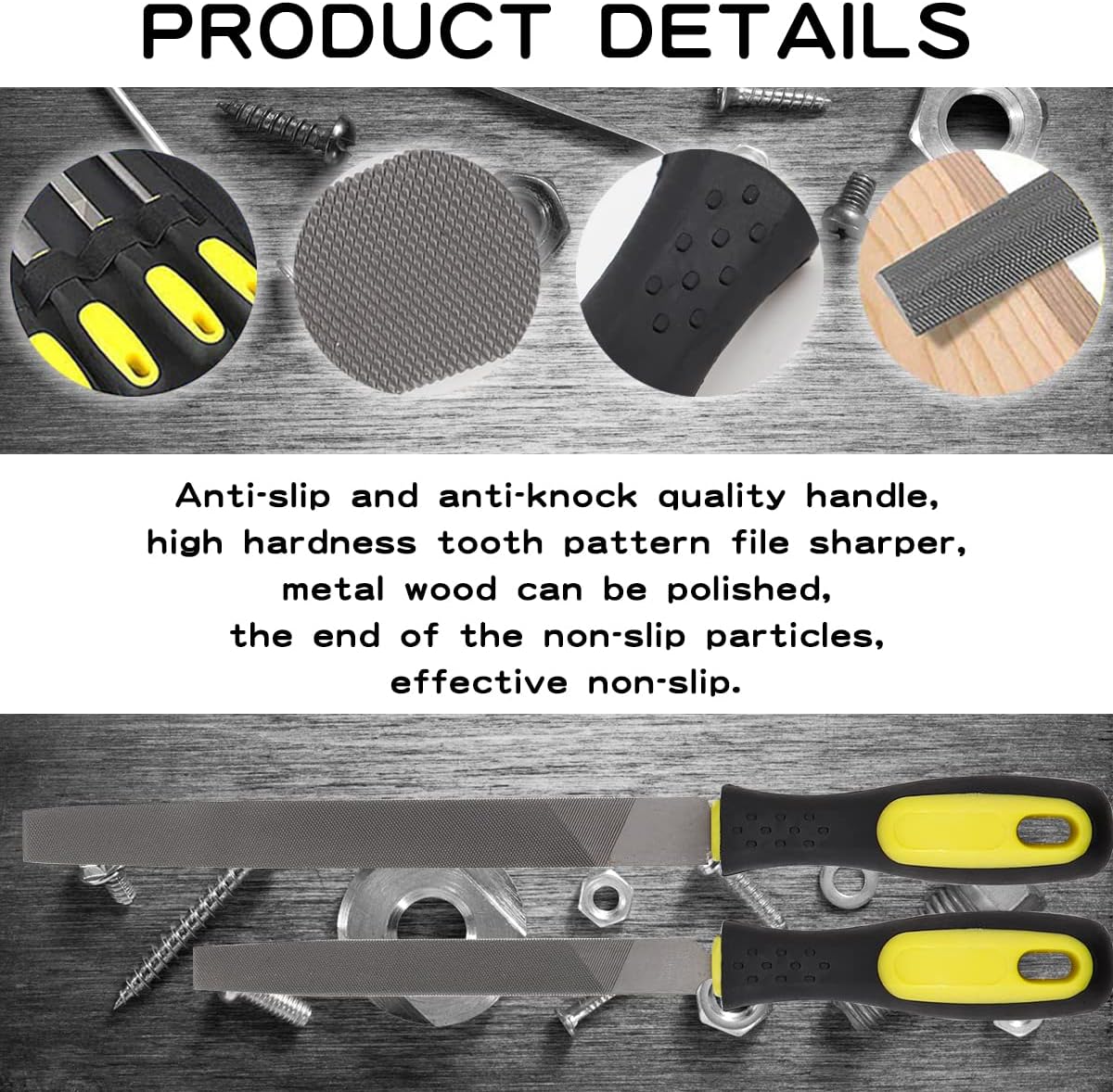 FERCAISH 2 Pcs Flat Mill File Set, 6 inch and 8inch File Sharpening Tools - T12 Carbon Steel Edge Metal File Sharpening for Drills and All Edge, with Comfortable Hand Grip Handles