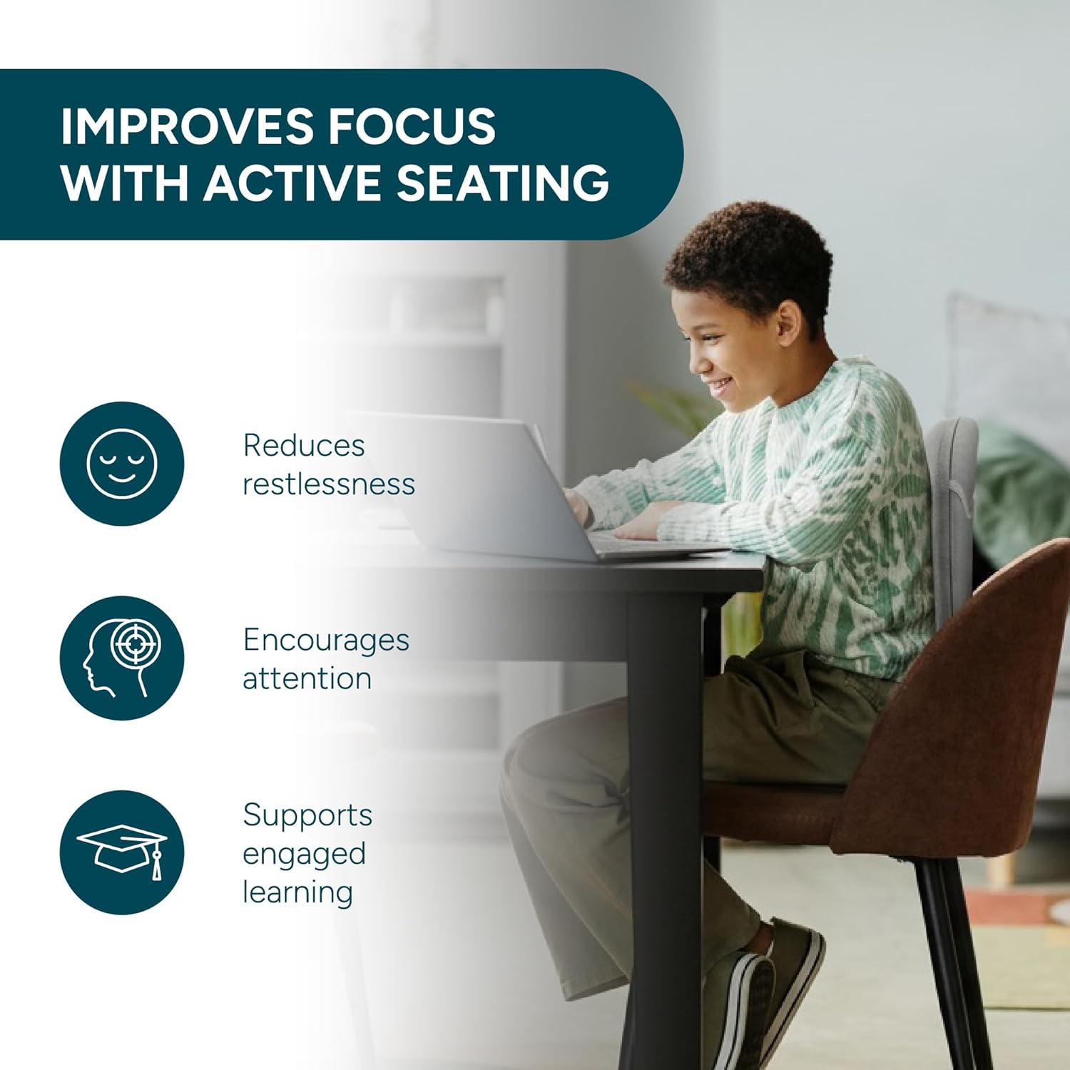READY ROCKER Child Sensory Rocking Chair – Autism Certified Active Seating for Kids (Ages 3–8) – Sensory Chair for Focus, Calm & Posture – Portable Back Rocker for Home, Classroom & Sensory Rooms