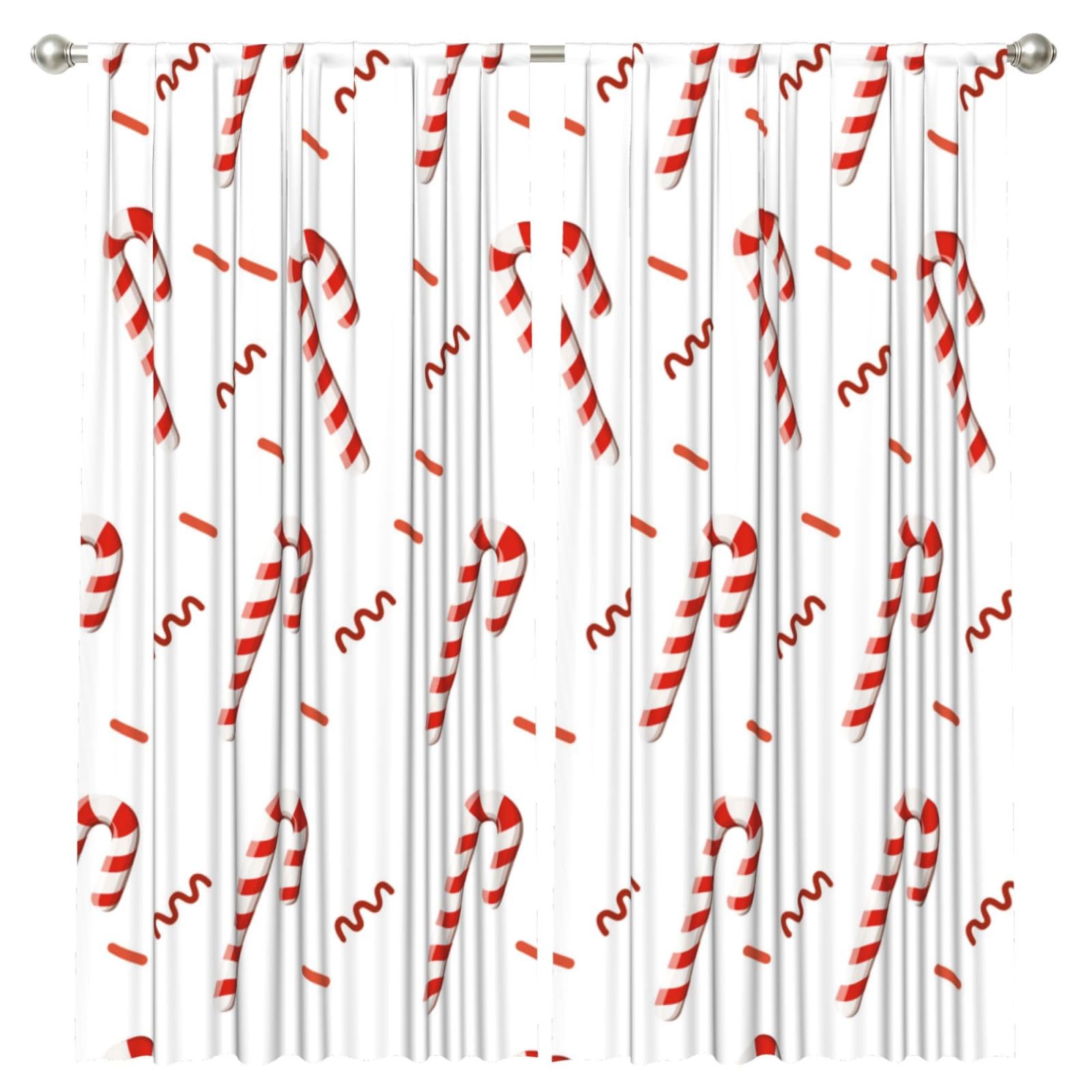 InOmak Candy Cane, 2 Panels Window Curtains 52 x 84 Inch Blackout Curtains for Living Room Bedroom