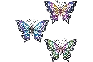 3 Pack Outdoor Butterfly Wall Decorations, Metal Butterflies Wall Art Decor for Patio
