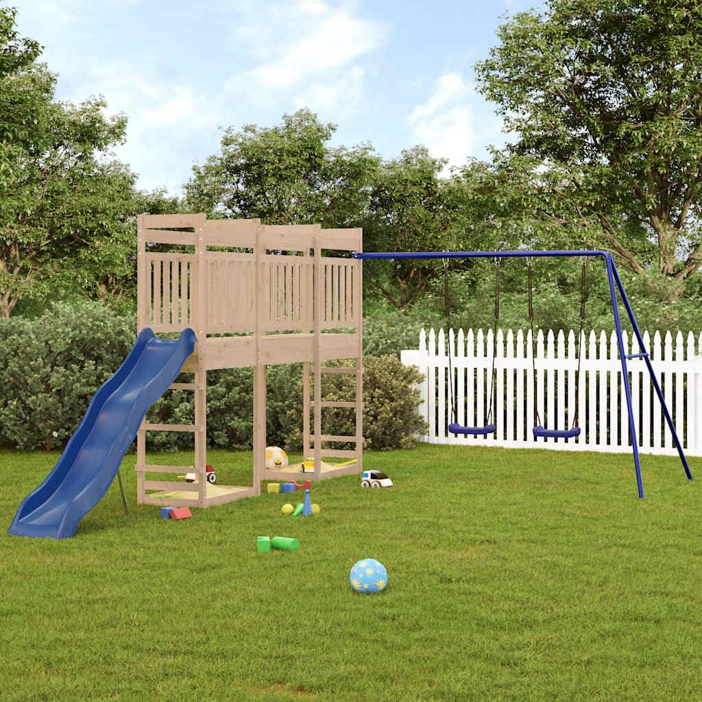 Outdoor Playset for Kids with Playground Slide, Swing Set, Play Equipment, Natural Solid Pine Wood for Backyard Play, Toys for Toddlers, Backyard Sets