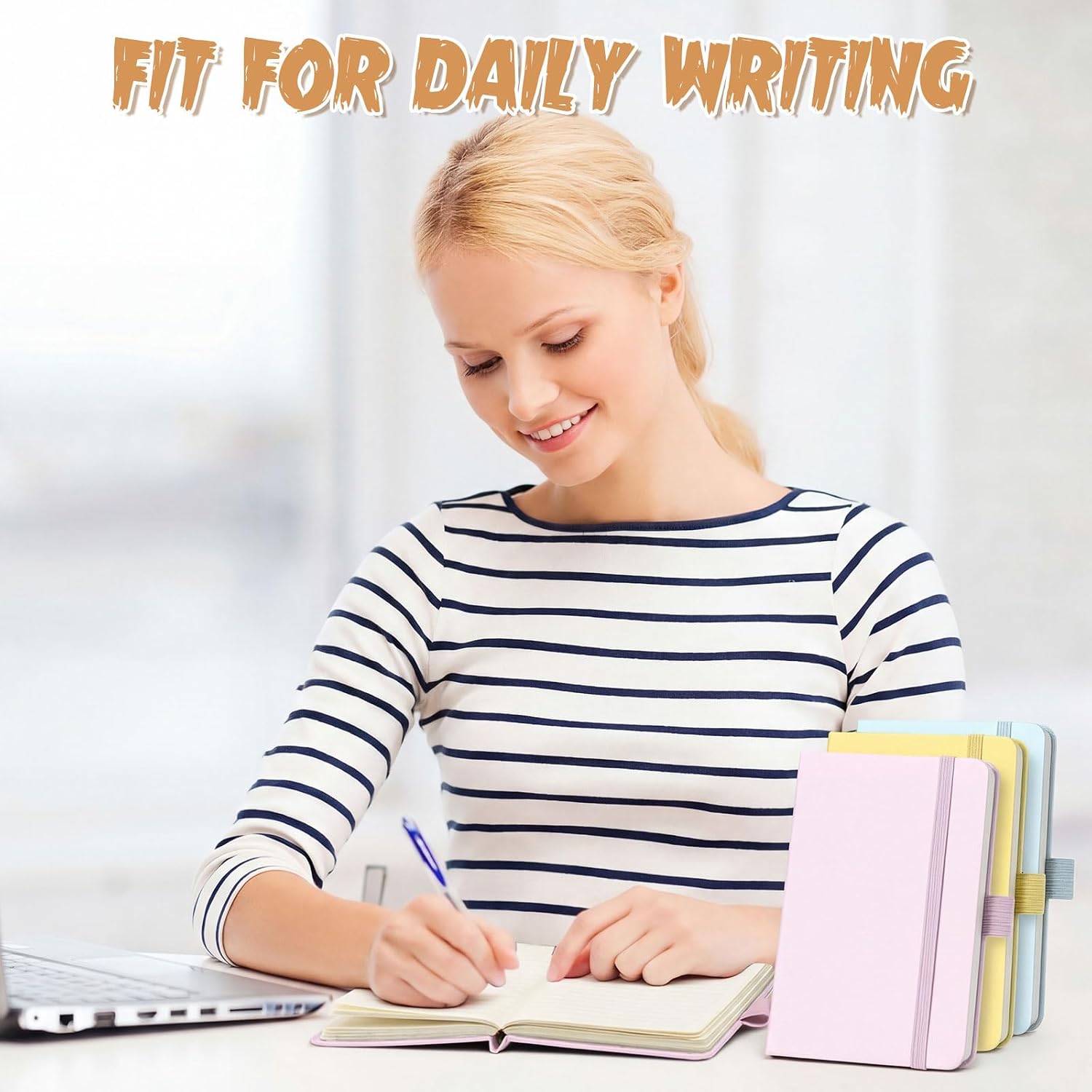 Laumoi 20 Pack Pocket Notebook Journals 3.7" x 5.7" Hardcover Small Mini Pocket Notebooks with Pen Holder A6 Lined Journal with 100 GSM Paper (Lavender, Pink, Pale Orange, Yellow, Sky Blue)