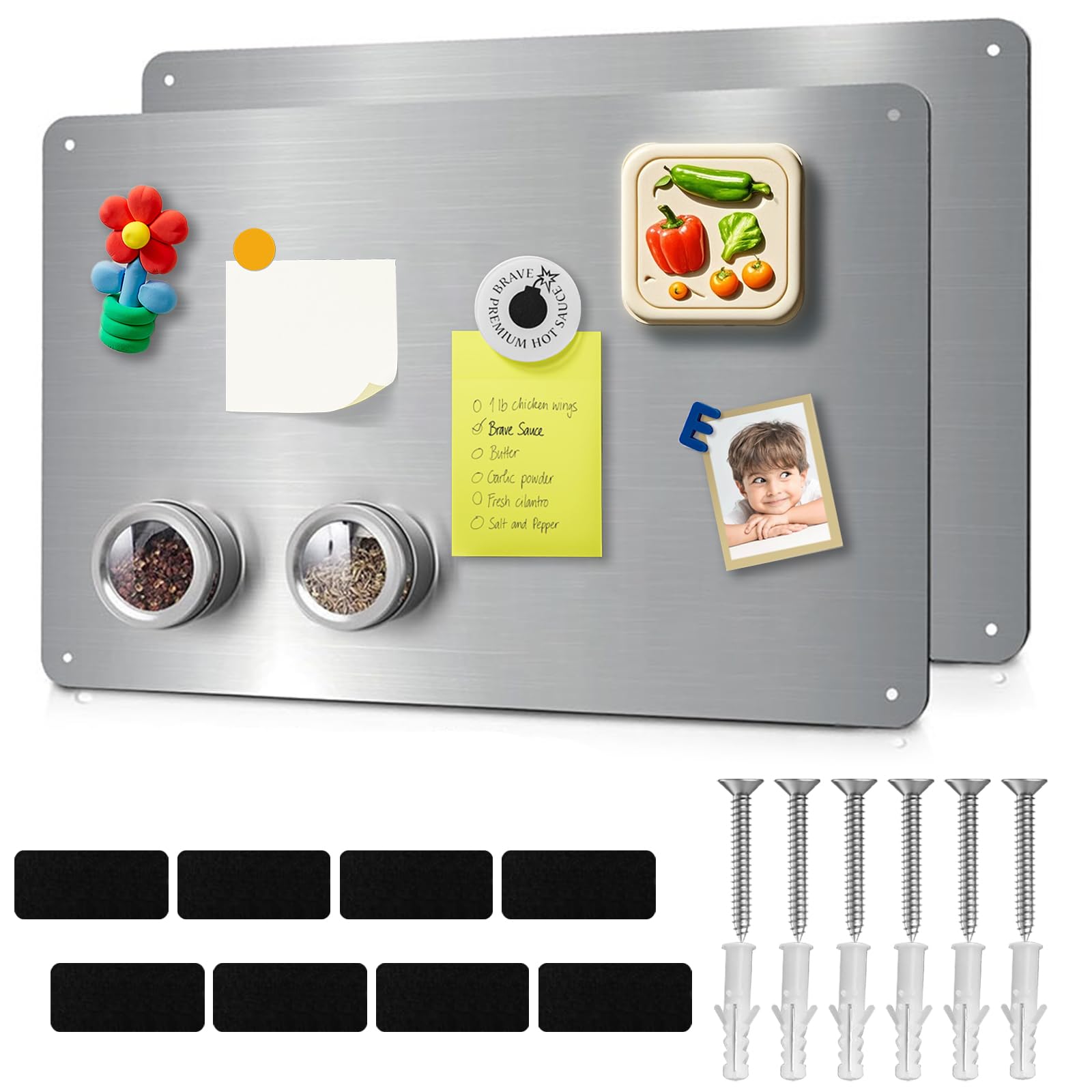Magnetic Board, 2 Pcs Metal Magnet Board for Fridge Magnets Wall 43.5 x 30cm Magnetic Notice Bulletin Memo Board for Office Bedroom Home Display