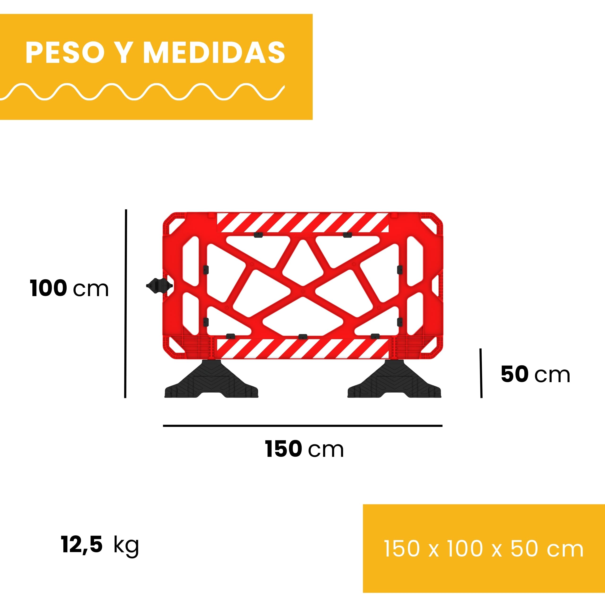 Valla de Obra Peatonal de Plástico 150 cm Rojo 1 Unidad