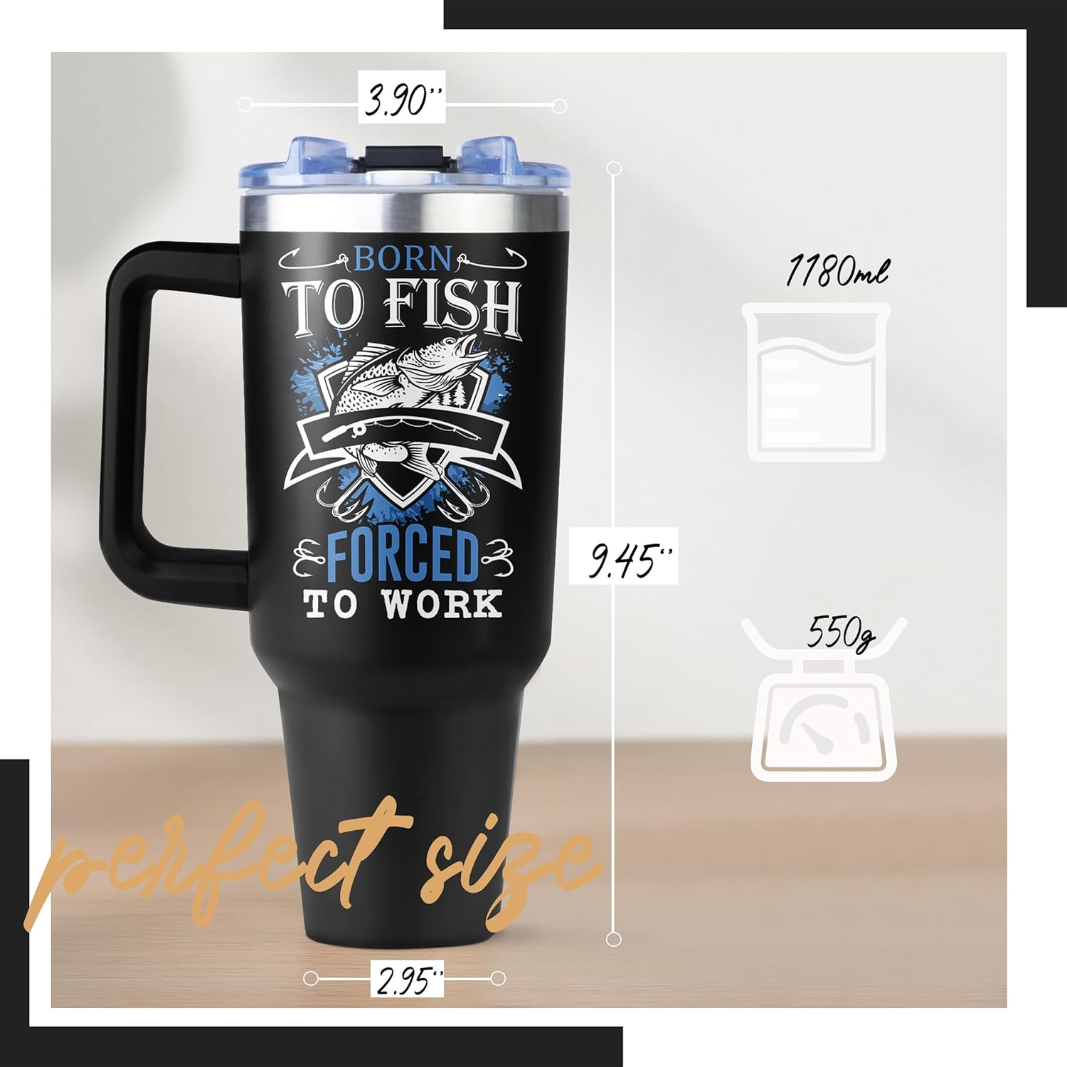 40oz Tumbler with Handle and Straw, Funny Fishing Gifts for Boys/Women/Men Unique, Mens Fly Fishing Gift, Gifts for Men Who Love Fish, Gift for Fisherman - Image 7