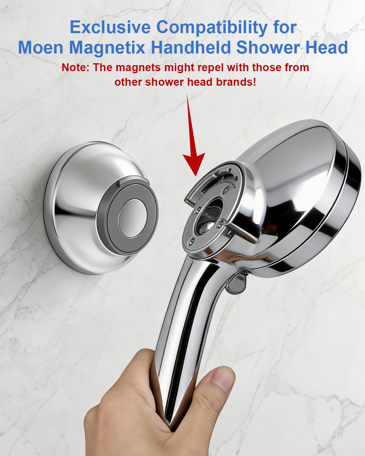 Magnetic Remote Dock for Moen Magnetix Handheld Shower Head, Chrome Magnetic Handheld Shower Head Holder, 186117 - 3