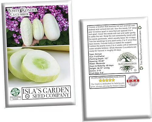 Miniatura 8 de White Wonder - Semillas de pepino para plantar, más de 50 semillas tradicionales por paquete, semillas de jardín de Isla (semillas de jardín de