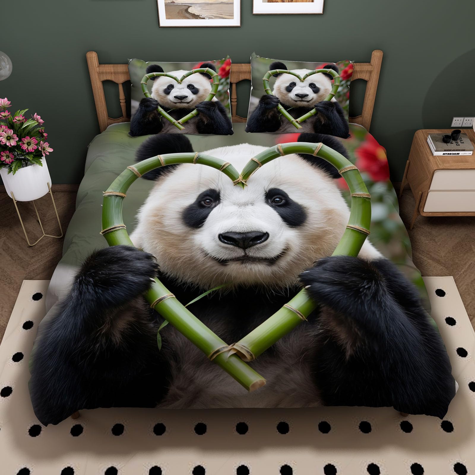 Housse de couette panda 220x240 microfibre anti-plis avec zip pour en finir avec les lits défaits