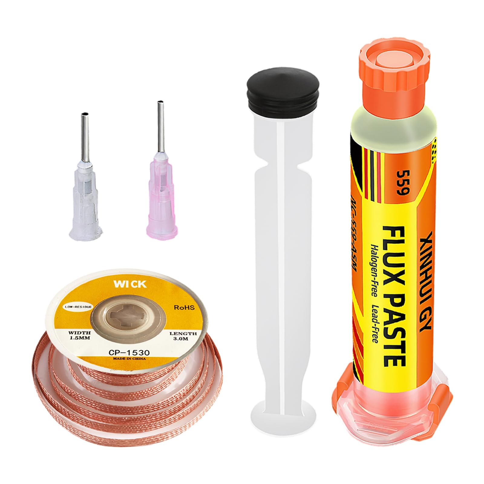 Fusdnw 10Ml Solder Flux With 3M/10Ft 1.5Mm Desoldering Wick Braid Suitable For Electronics, Pcb, Smd And Bga Soldering