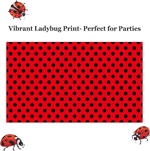 Miniatura 4 de NA - 3 manteles para fiesta de mariquita, de 54 x 87 pulgadas, suministros de fiesta de mariquita, color rojo y negro, para fiesta temática