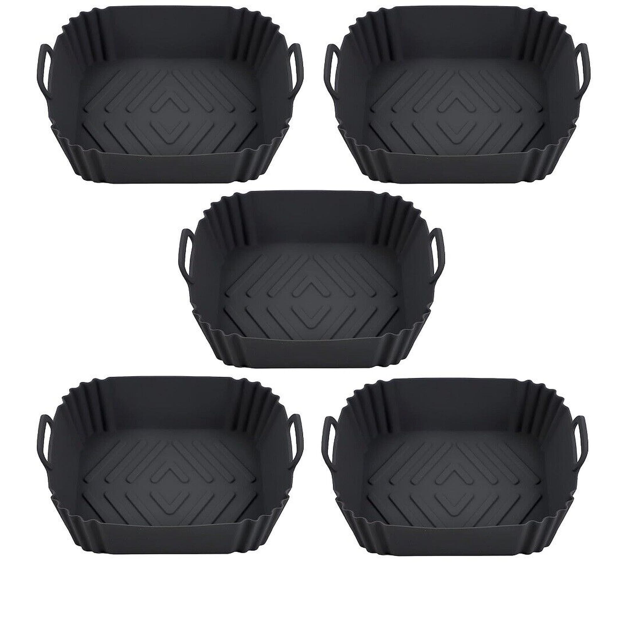 Black Silicone Air Fryer Liners 16.5cm – Reusable Food-Grade Square Baking Tray with Handles | Heat Resistant, Non-Stick, Dishwasher Safe for Air Fryers, Microwave & Oven (5)