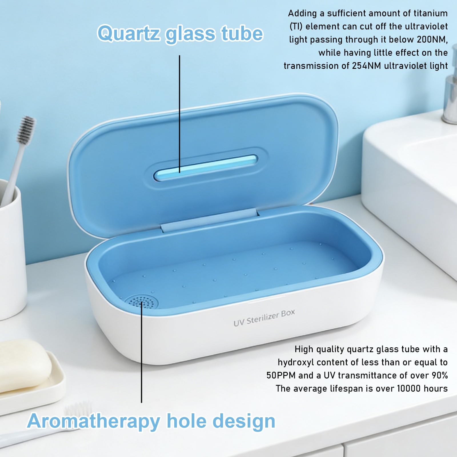 Tragbare Doppelschichtige UV Lampe Sterilisator, Professionelle UV Nagel Tool Sterilisator Box, LED Desinfektion Gerät Desinfektionsgerät, Desinfektionsbox für Maniküre Werkzeuge und Nagelsalons,weiß