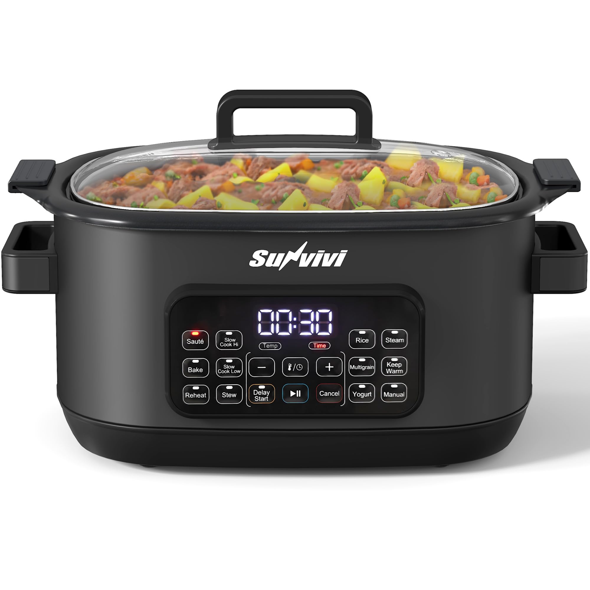 Sunvivi 12-in-1 Programmable Slow Cooker 6.5QT with Timer &amp; Keep Warm