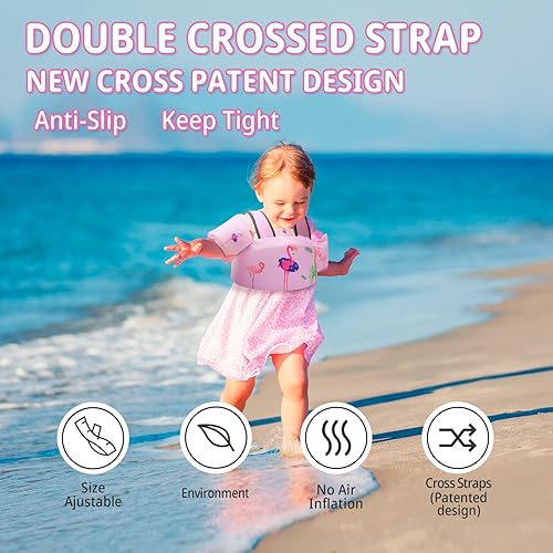 Miniatura 4 de Elejolie - Chaleco de natación para bebés para aprender a nadar, chaqueta de ayuda de natación para bebés de 2, 3, 4, 5 y 6 años, alas de agua