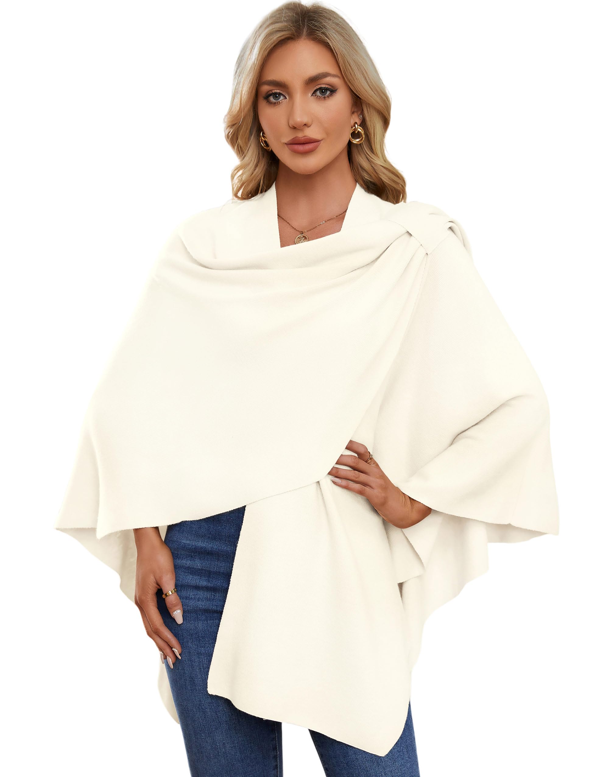 puli Women's Poncho Scarf Cashmere Feeling Knitted Cape Cardigan for Women Gift for Mother-picture-33