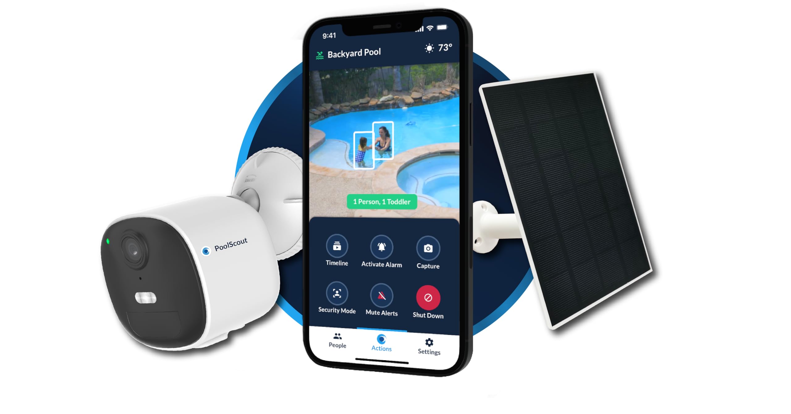 Wireless | Battery & Solar Kit - Pool Security Alarm System for Preventing Drowning of Toddlers & Pets in Your Swimming Pool (3 Months Premium Subscription Included)