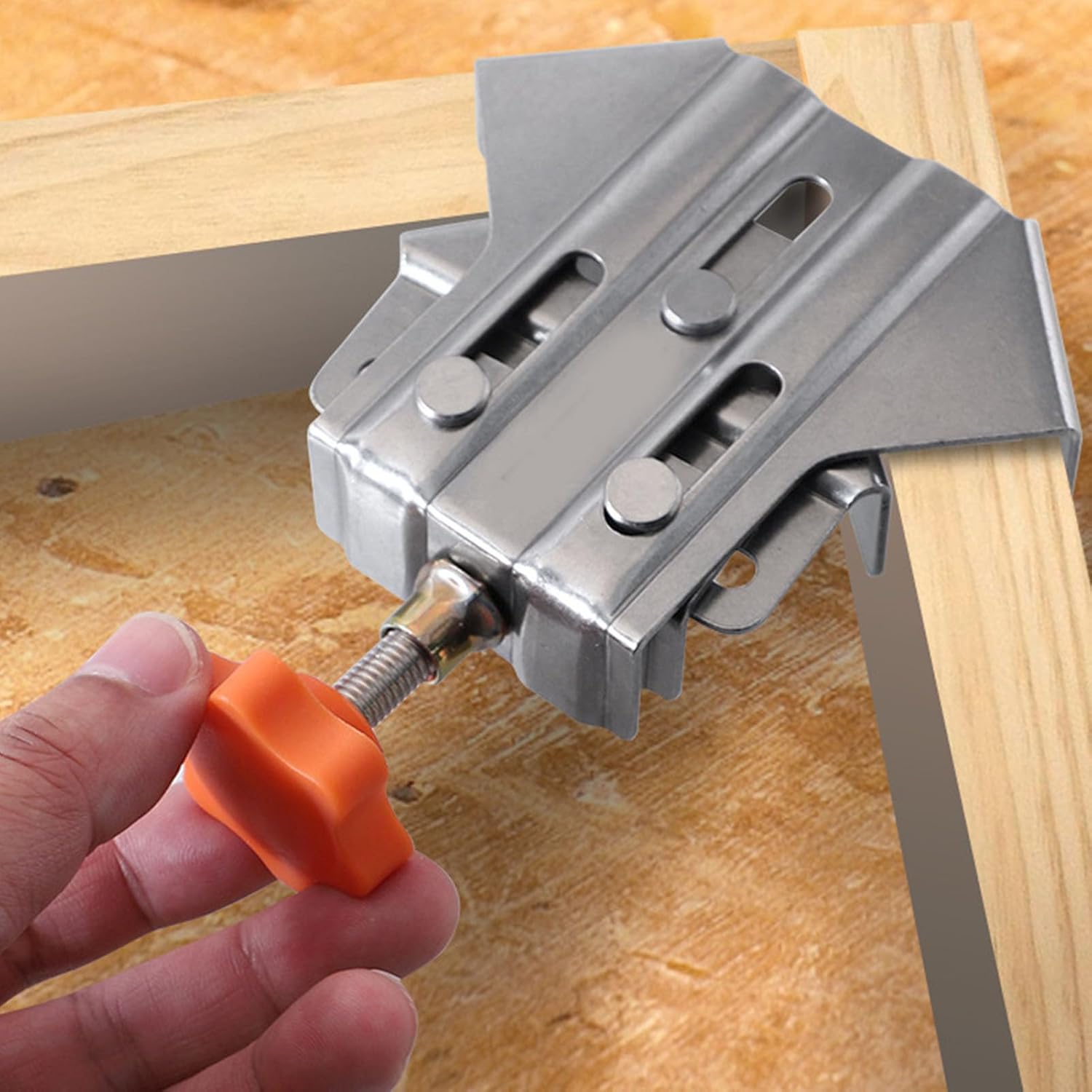 4PCS Corner Clamps for Woodworking, 90 Degree Adjustable Swing Jaw Right Angle Clamps, Single Handle Corner Clamp Set for DIY Projects with Stainless Steel Construction