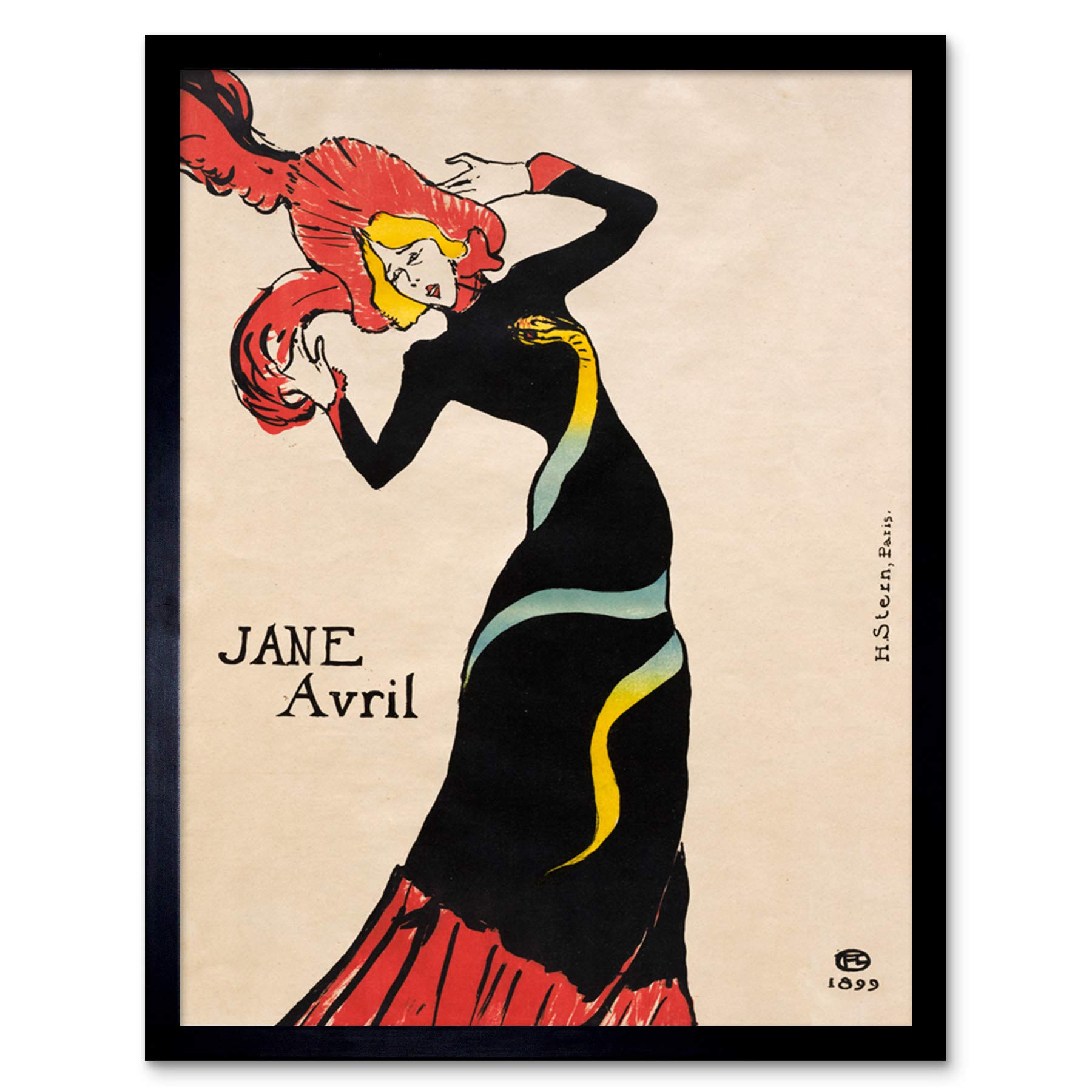 Amazon.co.jp: Toulouse Lautrec Jane Avril 1899 Art Print Framed