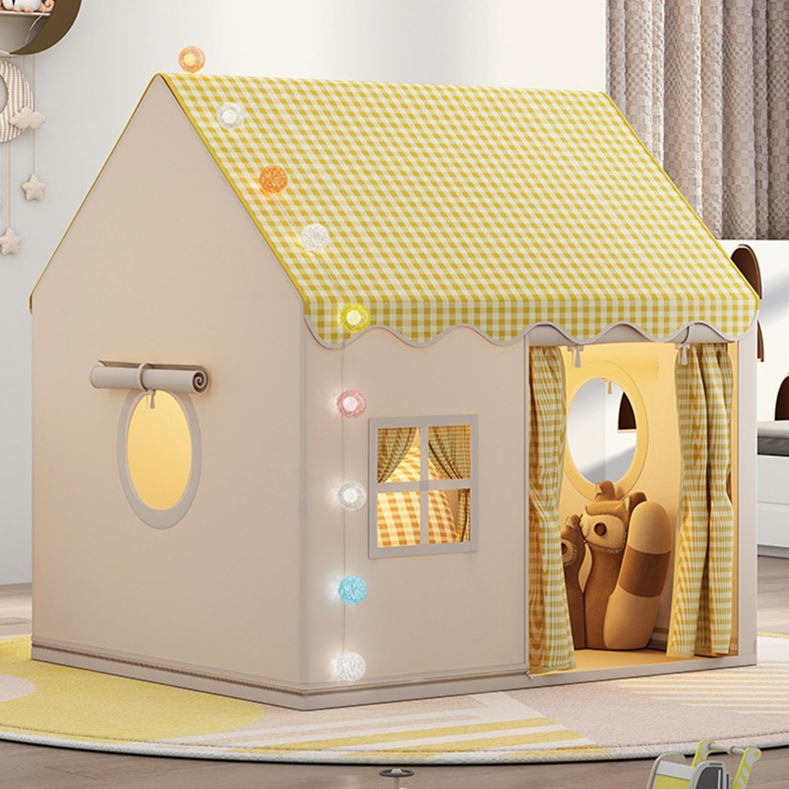Bambini che giocano all'interno - Attrezzatura per parco giochi al coperto - Casetta per bambini al coperto, interna per bambini, tende per bambini per interni, | Grande Casetta Bambini Ampio Spazio e Area per Ragazzi e Ragazze, Grande Stanza Creativa, An