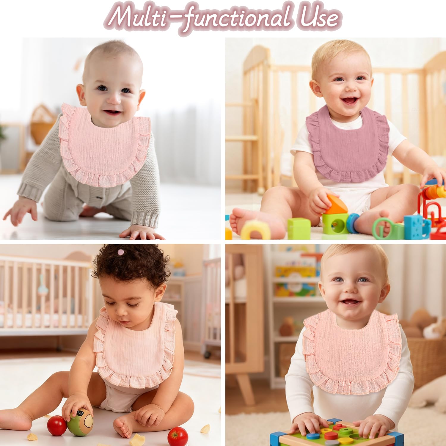 Baberos de muselina para bebé, baberos para recién nacidos y niños pequeños 0-24 meses, pack de 3 suaves y absorbentes para bebés unisex