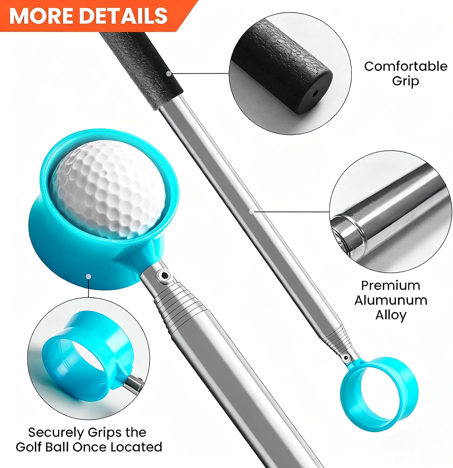 Golf Ball Retriever Telescopic for Water,9Ft/12Ft Stainless Steel Professional Golf Ball Retriever,Men's and Women's Golf Accessories Gifts